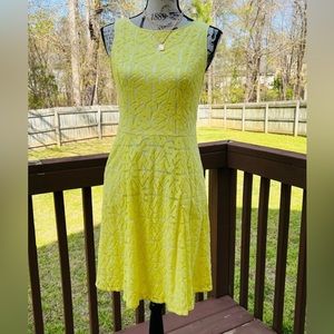 Adrianna Papell lace dress yellow